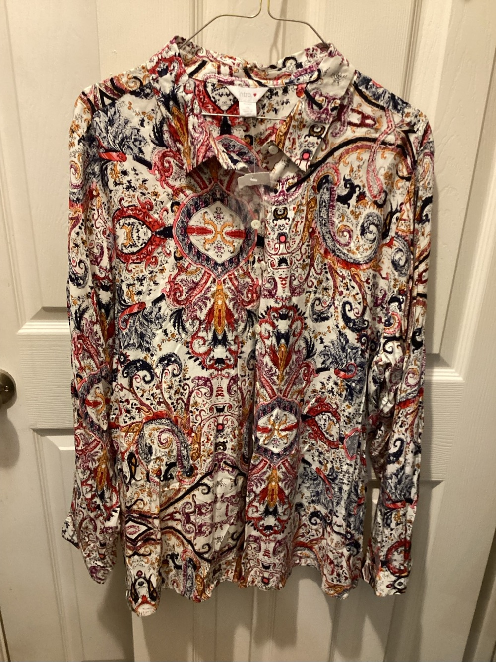intro. Paisley Shirt in Cream, Navy, Pink, Red, Gold